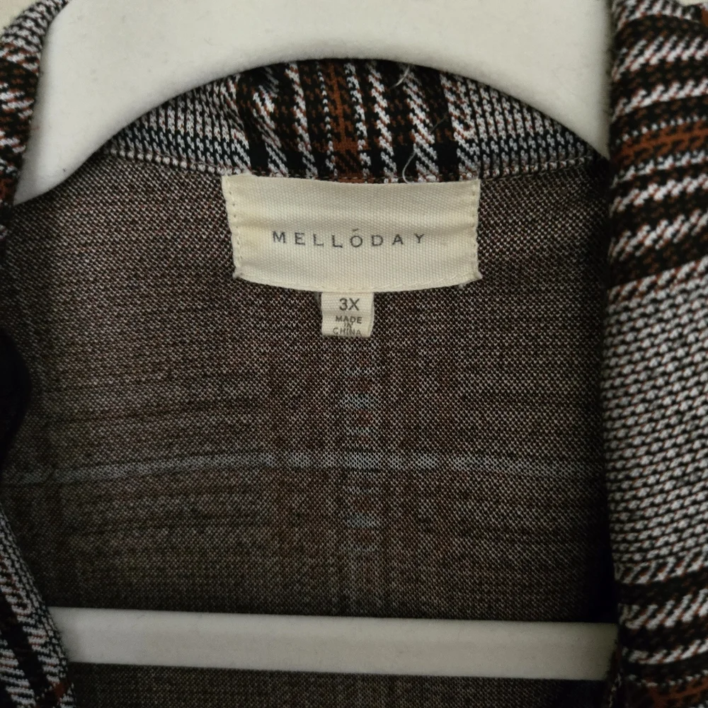 MELLODAY Women's 3x Gray Plaid Long Blazer - Picture 2 of 4